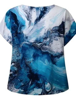 New Women's Plus Size Blouse Chiffon Vintage Streetwear Casual Print Dolman Sleeve Half Sleeve Regular Tops Crew Neck Vacation Daily Going out Black Light Green Gold Green Summer Spring Women Blouses & Shirts|Chiffon Tops