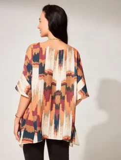 Sale Women's Plus Size Blouse Graphic Vintage Basic Casual Short Sleeve Dolman Sleeve Crew Neck Vacation Daily Weekend Print Blue Purple Brown Summer Spring Women Chiffon Tops