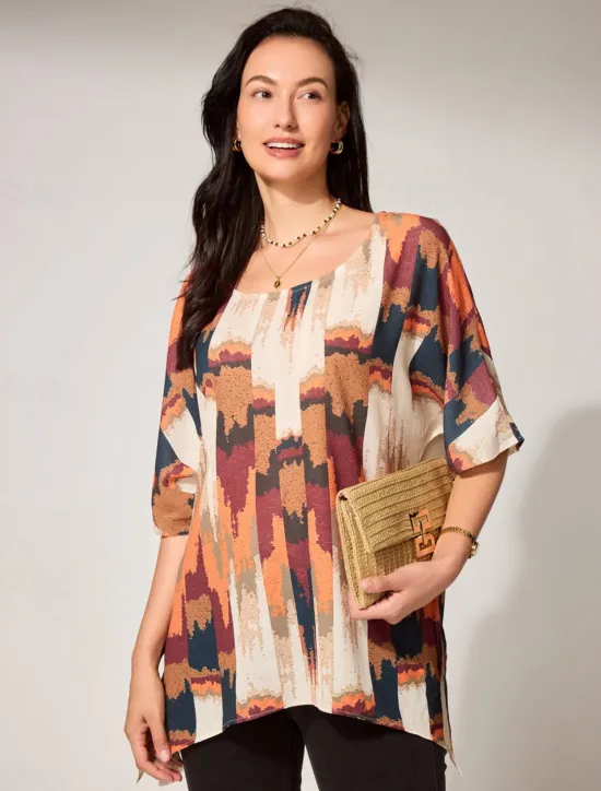Sale Women's Plus Size Blouse Graphic Vintage Basic Casual Short Sleeve Dolman Sleeve Crew Neck Vacation Daily Weekend Print Blue Purple Brown Summer Spring Women Chiffon Tops