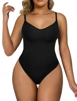 New Women's Plus Size Bodysuits Body Shaper Pure Color Fashion Hot Vacation Gyms Nylon Breathable Straps Sleeveless Backless Summer Spring Home Outfits Women Shapewear