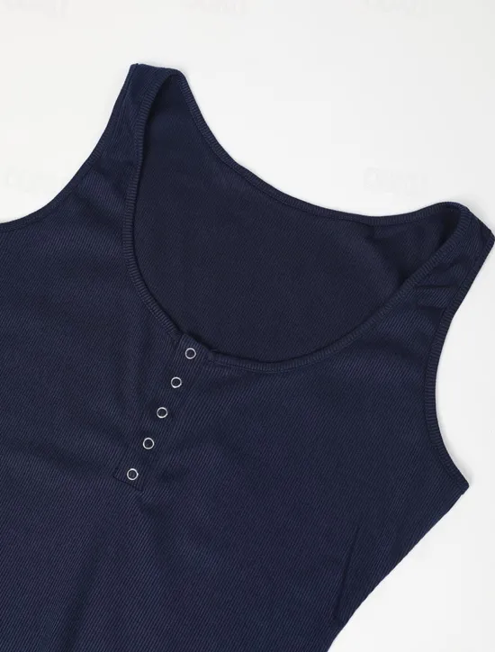 Clearance Women's Plus Size Camisole Tank Top Going Out Tops Henley Shirt Concert Tops Streetwear Basic Sexy Buttons Sleeveless Regular Tops U Neck Sports Holiday Going out Black White Light Grey Dark Gray Women Tank Tops & Camis
