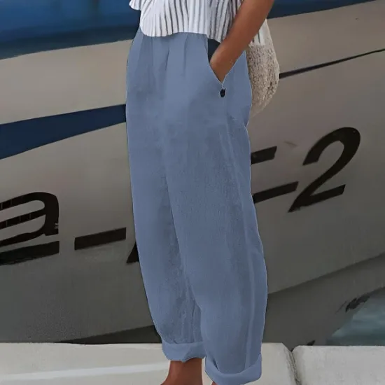 Discount Women's Plus Size Cotton Linen Shorts Linen-Inspired Pants Lined Shorts Simple Casual Comfort Long Natural Pure Color Micro-elastic Home Street White Blue Green Khaki Summer Spring Women Pants