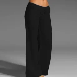 Best Women's Plus Size Cotton Linen Pants High Waist Solid Color Drawstring Wide Leg Comfy Breathable Quick Dry Micro-elastic Black White Dark Navy Blue Summer Spring Fall Loose Fit Women Pants