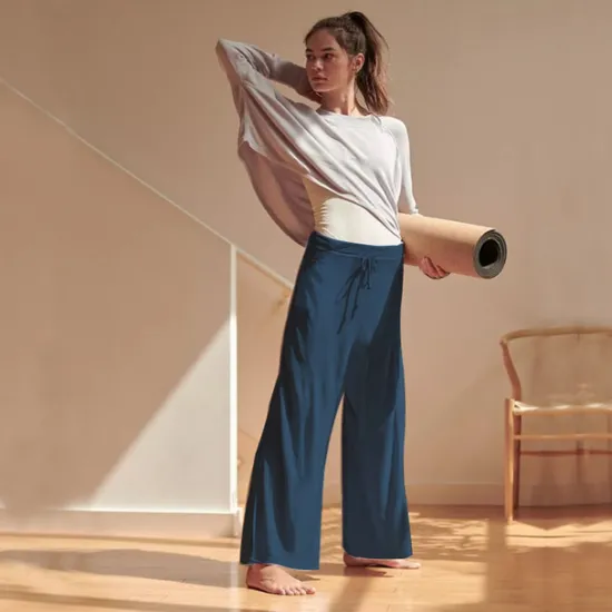 Best Women's Plus Size Cotton Linen Pants High Waist Solid Color Drawstring Wide Leg Comfy Breathable Quick Dry Micro-elastic Black White Dark Navy Blue Summer Spring Fall Loose Fit Women Pants