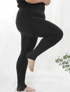 Discount Women's Plus Size Leggings Fashion Simple Full Length High Waist Plain High Cut Thermal Warm Soft Comfortable Stretchy Outdoor Home Daily Grey Black Fall Winter Plus Size Women Leggings