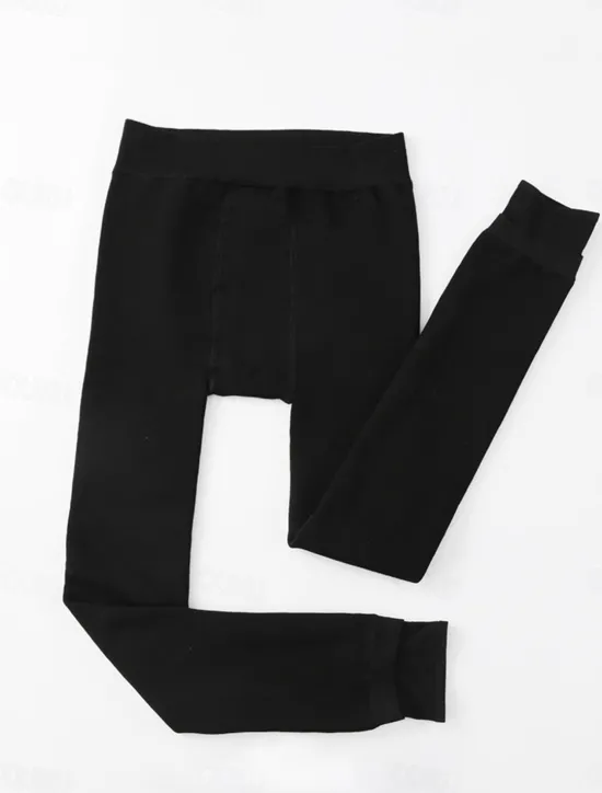 Discount Women's Plus Size Leggings Fashion Simple Full Length High Waist Plain High Cut Thermal Warm Soft Comfortable Stretchy Outdoor Home Daily Grey Black Fall Winter Plus Size Women Leggings
