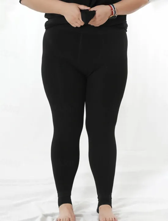 Discount Women's Plus Size Leggings Fashion Simple Full Length High Waist Plain High Cut Thermal Warm Soft Comfortable Stretchy Outdoor Home Daily Grey Black Fall Winter Plus Size Women Leggings