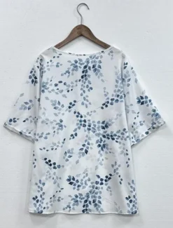 Outlet Women's Plus Size Linen-Inspired Shirts T Shirt Leaf Leaves Daily Casual Short Sleeve Crew Neck Daily All Seasons Women Shirts