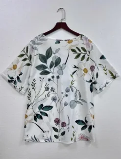 Hot Women's Plus Size Linen-Inspired Shirts T Shirt Flower Casual Short Sleeve Crew Neck Daily All Seasons Women Shirts