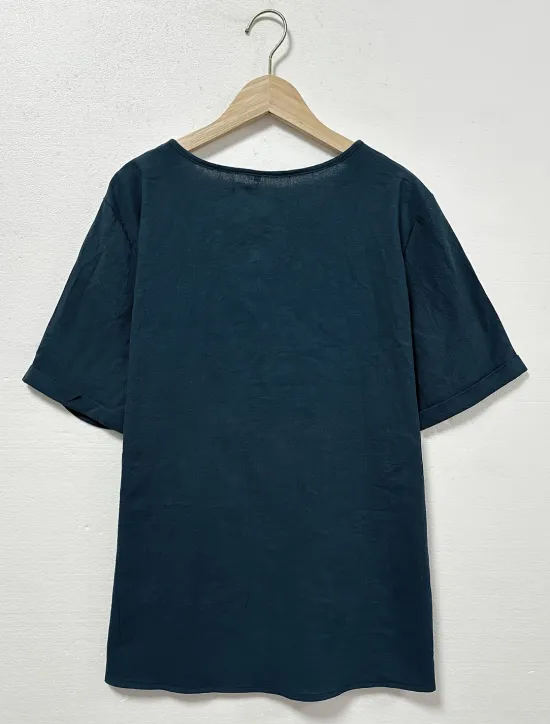 Women's Plus Size Linen-Inspired Shirts Blouse Flower Casual Short Sleeve Crew Neck Regular Tops Daily Print All Seasons Women Shirts