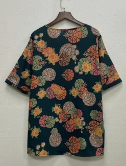 Clearance Women's Plus Size Linen-Inspired Shirts Blouse Flower Casual Short Sleeve Crew Neck Regular Tops Daily Print All Seasons Women Shirts