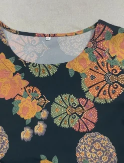 Clearance Women's Plus Size Linen-Inspired Shirts Blouse Flower Casual Short Sleeve Crew Neck Regular Tops Daily Print All Seasons Women Shirts