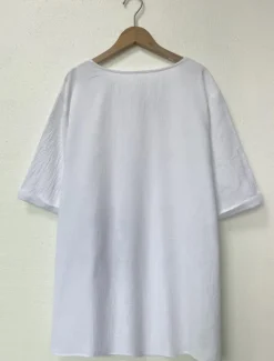 Women's Plus Size Linen-Inspired Shirts Summer Tops Solid Color Casual Short Sleeve Crew Neck Regular Tops Daily Print Spring All Seasons Women Shirts