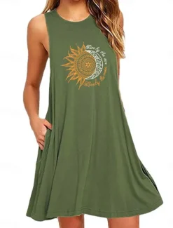 Hot Women's Plus Size Loungewear Nightgown Nightshirt Dress Flower Basic Casual Comfort Home Daily Vacation Cotton Breathable Crew Neck Sleeveless Pocket Summer Spring Home Outfits Women Sleepwear