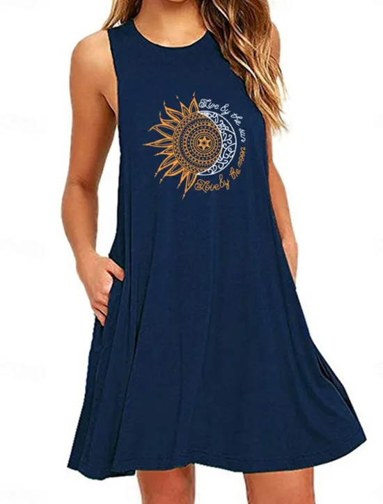 Hot Women's Plus Size Loungewear Nightgown Nightshirt Dress Flower Basic Casual Comfort Home Daily Vacation Cotton Breathable Crew Neck Sleeveless Pocket Summer Spring Home Outfits Women Sleepwear