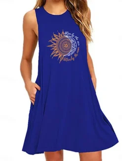 Hot Women's Plus Size Loungewear Nightgown Nightshirt Dress Flower Basic Casual Comfort Home Daily Vacation Cotton Breathable Crew Neck Sleeveless Pocket Summer Spring Home Outfits Women Sleepwear