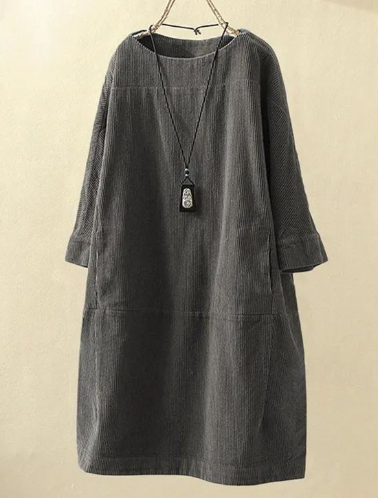 New Women's Plus Size Mini Dress Linen-Inspired Dresses Casual Dress Casual Daily Form Fit 3/4 Length Sleeve Crew Neck Black Rusty Red Red Blue Spring Fall Women Dresses