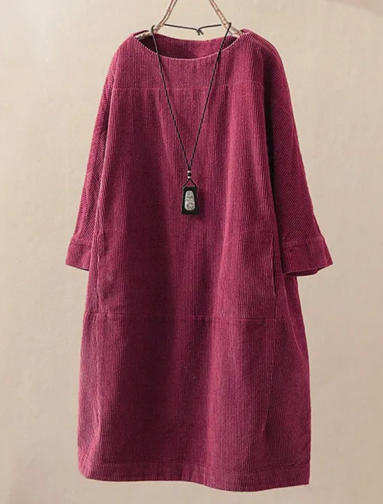 New Women's Plus Size Mini Dress Linen-Inspired Dresses Casual Dress Casual Daily Form Fit 3/4 Length Sleeve Crew Neck Black Rusty Red Red Blue Spring Fall Women Dresses