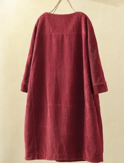 New Women's Plus Size Mini Dress Linen-Inspired Dresses Casual Dress Casual Daily Form Fit 3/4 Length Sleeve Crew Neck Black Rusty Red Red Blue Spring Fall Women Dresses