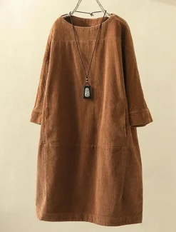New Women's Plus Size Mini Dress Linen-Inspired Dresses Casual Dress Casual Daily Form Fit 3/4 Length Sleeve Crew Neck Black Rusty Red Red Blue Spring Fall Women Dresses