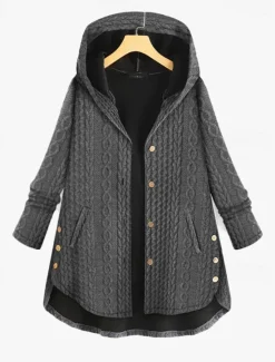 Best Women's Plus Size Parka Button Pocket Plain Outdoor Causal Long Sleeve Hooded Regular Winter Fall Dark Green Dark Blue Red L XL XXL 3XL 4XL Women Coats & Trench Coats