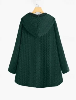 Best Women's Plus Size Parka Button Pocket Plain Outdoor Causal Long Sleeve Hooded Regular Winter Fall Dark Green Dark Blue Red L XL XXL 3XL 4XL Women Coats & Trench Coats