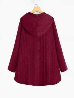 Best Women's Plus Size Parka Button Pocket Plain Outdoor Causal Long Sleeve Hooded Regular Winter Fall Dark Green Dark Blue Red L XL XXL 3XL 4XL Women Coats & Trench Coats