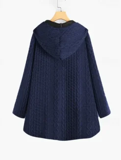 Best Women's Plus Size Parka Button Pocket Plain Outdoor Causal Long Sleeve Hooded Regular Winter Fall Dark Green Dark Blue Red L XL XXL 3XL 4XL Women Coats & Trench Coats
