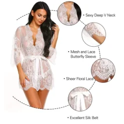 New Women's Plus Size Sexy Lingerie Chemises & Negligees Spandex Transparent White Black / Super Sexy Home Outfits Women Lingerie