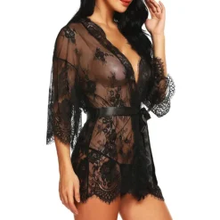 New Women's Plus Size Sexy Lingerie Chemises & Negligees Spandex Transparent White Black / Super Sexy Home Outfits Women Lingerie