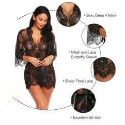 New Women's Plus Size Sexy Lingerie Chemises & Negligees Spandex Transparent White Black / Super Sexy Home Outfits Women Lingerie