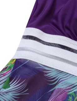 Online Women's Plus Size Swimwear Tankini 2 Piece Swim Dress Swimsuit 2 Piece Modest Swimwear Open Back Printing for Big Busts Vacation Cute Floral Leaf V Wire Sleeveless Bathing Suits Women Swimdresses