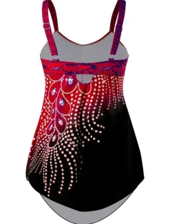 New Women's Plus Size Swimwear 2 Piece Swim Dress Swimsuit Print for Big Busts Vacation Sporty Leaf Bathing Suits Women Swimdresses