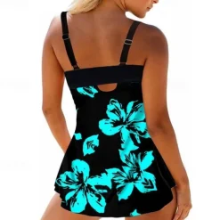 Outlet Women's Plus Size Swimwear Tankini 2 Piece Swim Dress Swimsuit 2 Piece Summer Floral Strap Sleeveless Bathing Suits Women Swimdresses