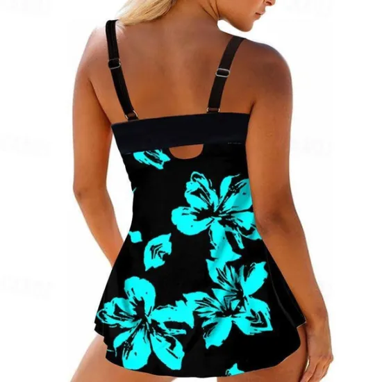 Outlet Women's Plus Size Swimwear Tankini 2 Piece Swim Dress Swimsuit 2 Piece Summer Floral Strap Sleeveless Bathing Suits Women Swimdresses