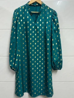 Online Women's Polka Dot Print Notched Neck Mini Dress Stylish Party Daily Long Sleeve Fall Women Casual Dress