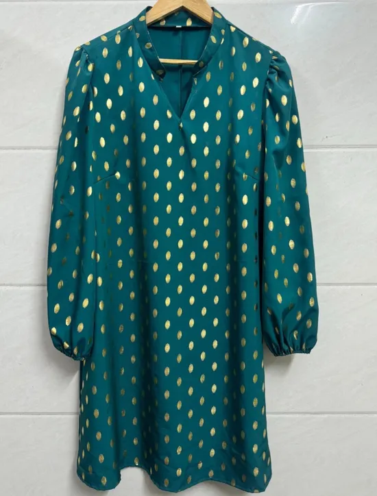 Online Women's Polka Dot Print Notched Neck Mini Dress Stylish Party Daily Long Sleeve Fall Women Casual Dress