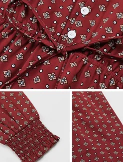 Hot Women's Polka Dot V Neck Midi Dress Long Sleeve Spring Fall Women Work Dresses