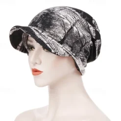 Sale Women's Print Beanies Hat Female Autumn Winter Cotton Baseball Hats Ponytail Vintage Warm Turban Cap Visors Caps Women Hats