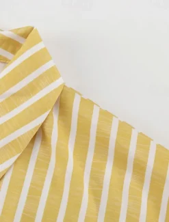 New Women's Print Chemises & Gowns Nightwear - POLY Striped Home Outfits Women Pajama-Setter