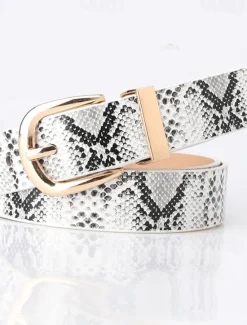 Best Women's PU Buckle Belt PU Leather Metal Bucke Snake Skin Casual Vintage Retro Work Daily Black White Brown Beige Women Belt