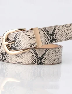Best Women's PU Buckle Belt PU Leather Metal Bucke Snake Skin Casual Vintage Retro Work Daily Black White Brown Beige Women Belt