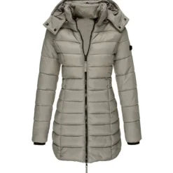 Discount Women's Puffer Jacket Insulated Jacket Hiking Windbreaker Winter Outdoor Thermal Warm Waterproof Windproof Outerwear Mid Length Visible Zipper Fishing Climbing Camping Hiking Women Puffers & Parka