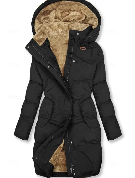 Online Women's Puffer Jacket Winter Windproof Jacket Winter Coat Comfortable Street Casual Daily Zipper Pocket Hoodie Casual Street Style Plain Regular Fit Outerwear Long Sleeve Winter Fall Green Women Puffers & Parka