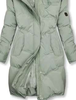 Online Women's Puffer Jacket Winter Windproof Jacket Winter Coat Comfortable Street Casual Daily Zipper Pocket Hoodie Casual Street Style Plain Regular Fit Outerwear Long Sleeve Winter Fall Green Women Puffers & Parka