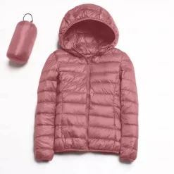 Discount Women's Puffer Jacket with Hoodie Jacket Hiking Down Jacket Winter Outdoor Thermal Warm Packable Waterproof Windproof Jacket Top Full Length Visible Zipper Fishing Camping / Hiking / Caving Women Puffers & Parka