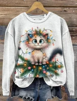 Online Women's Pullover Animal Casual Holiday Print Casual Hoodie Long Sleeve Micro-elastic Fall Winter Comfrt Breathable Soft Fabric Women Hoodies & Sweatshirts