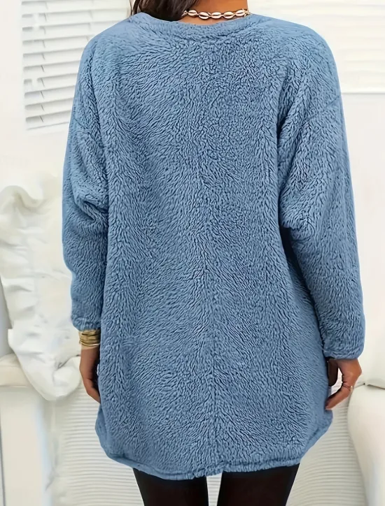 Online Women's Pullover Casual Fleece Letter Casual Crew Neck Pocket Print Long Sleeve Fall & Winter Women Tunic Tops