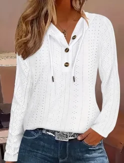 Online Women's Pullover Elegant Casual Casual Hooded Buttons Long Sleeve Spring Fall Women Hoodies & Sweatshirts