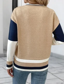 Hot Women's Pullover Elegant Vintage Daily Geometric Crew Neck Check Pattern Long Sleeve Regular Tops Knit School Outdoor Home Spring Fall Women Pullovers & Tops